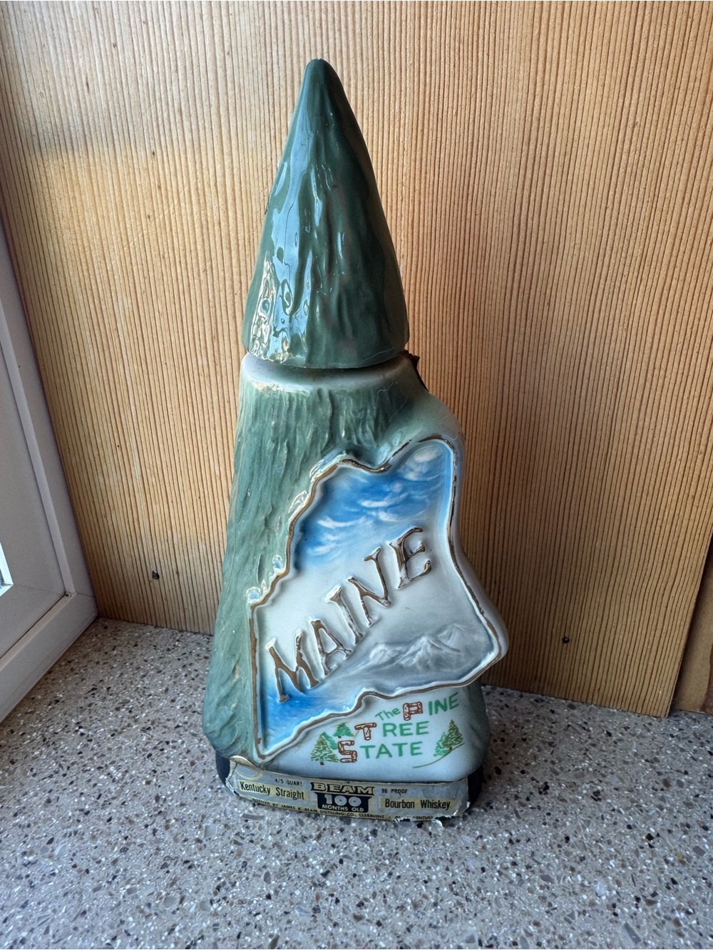 Vintage 1970 Jim Beam Maine Ceramic Tree Bottle by Regal China Corp